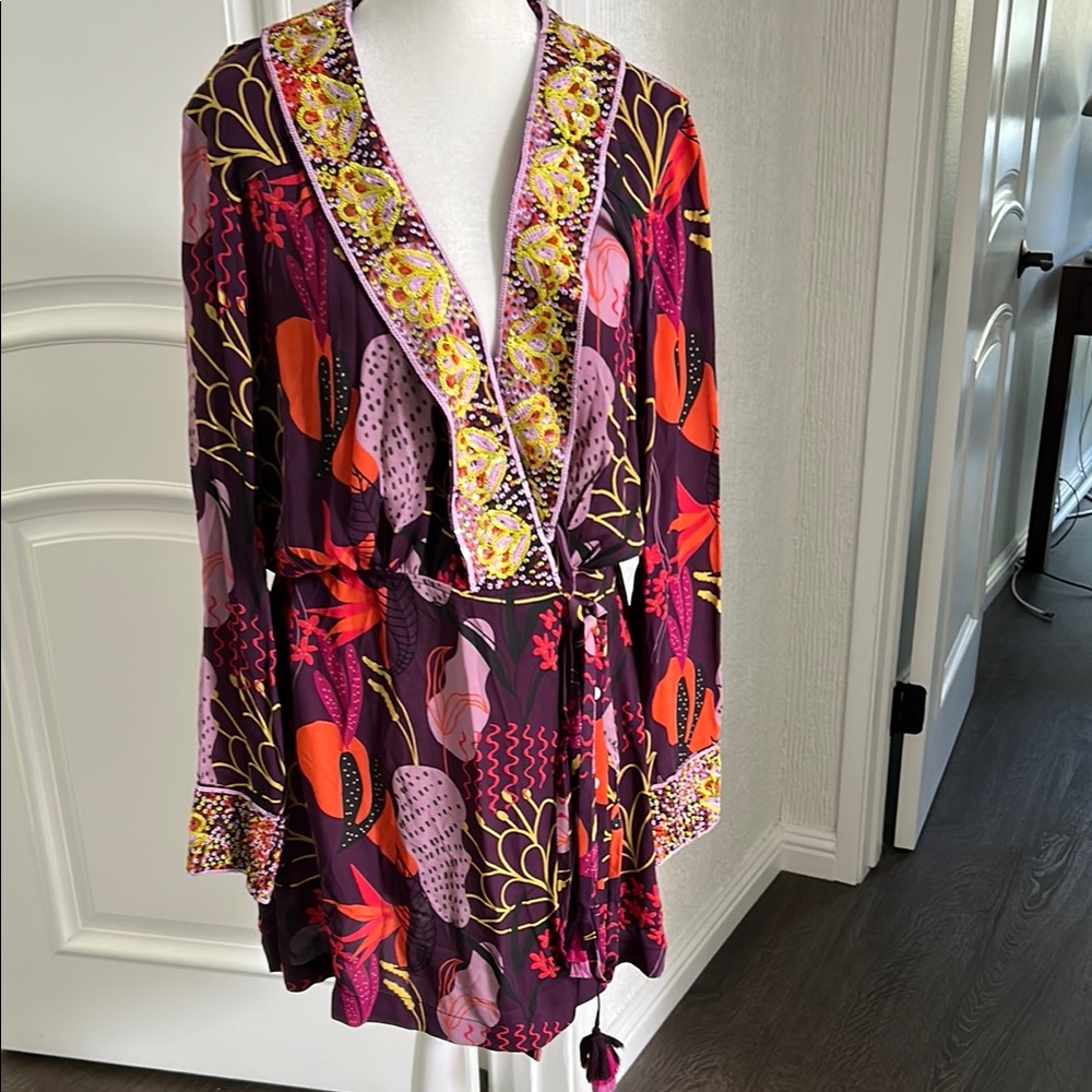 TAJ by Sabrina Crippa Floral Mini Dress - Purple and Orange